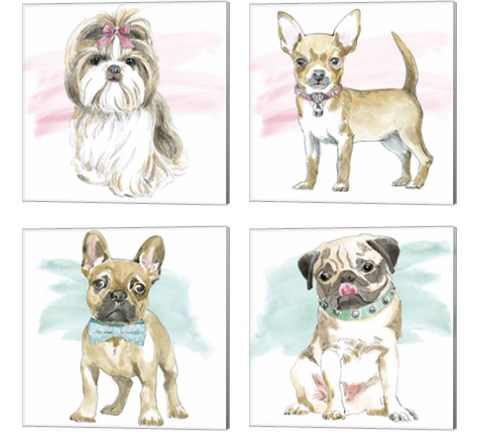 Glamour Pups 4 Piece Canvas Print Set by Beth Grove
