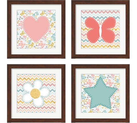 Baby Quilt Gold 4 Piece Framed Art Print Set by Beth Grove