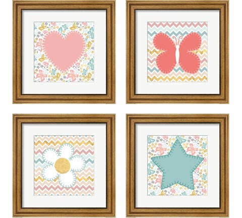 Baby Quilt Gold 4 Piece Framed Art Print Set by Beth Grove