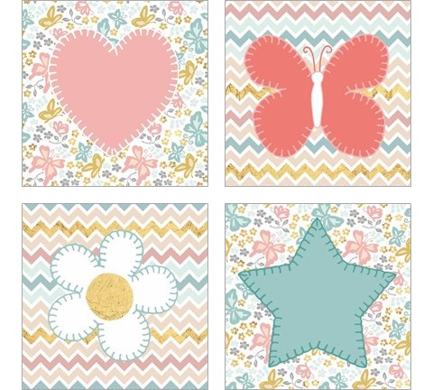 Baby Quilt Gold 4 Piece Art Print Set by Beth Grove