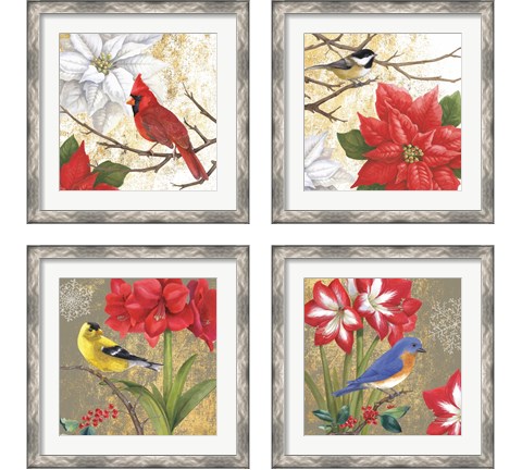 Winter Birds Collage 4 Piece Framed Art Print Set by Beth Grove