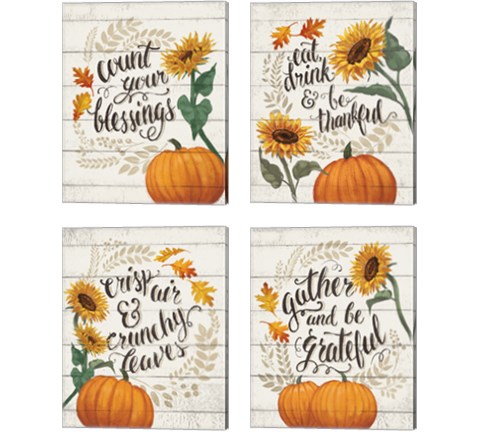 Harvest Delight on White 4 Piece Canvas Print Set by Janelle Penner