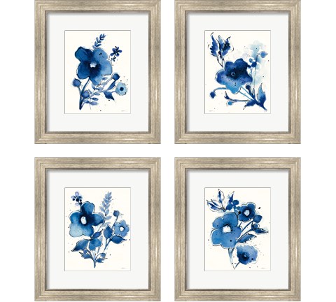 Independent Blooms Blue 4 Piece Framed Art Print Set by Shirley Novak
