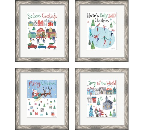 Holiday Festivities 4 Piece Framed Art Print Set by Farida Zaman