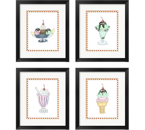 Ice Cream Parlor 4 Piece Framed Art Print Set by Virginia a. Roper