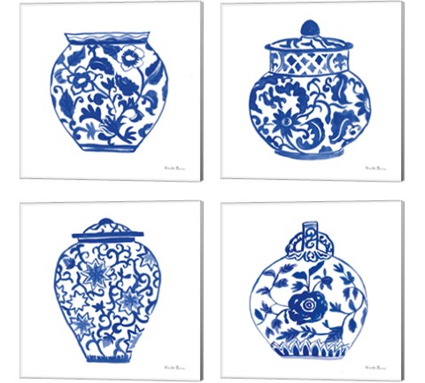 Chinoiserie  4 Piece Canvas Print Set by Farida Zaman