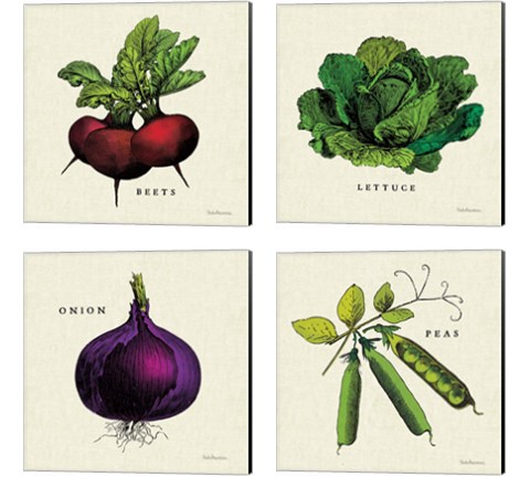 Linen Vegetable 4 Piece Canvas Print Set by Studio Mousseau