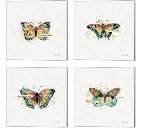Thoughtful Butterflies 4 Piece Canvas Print Set by Katie Pertiet