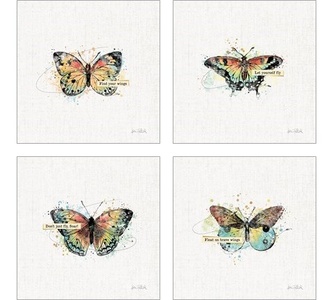 Thoughtful Butterflies 4 Piece Art Print Set by Katie Pertiet