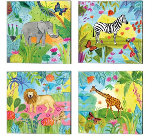 The Big Jungle 4 Piece Canvas Print Set by Farida Zaman