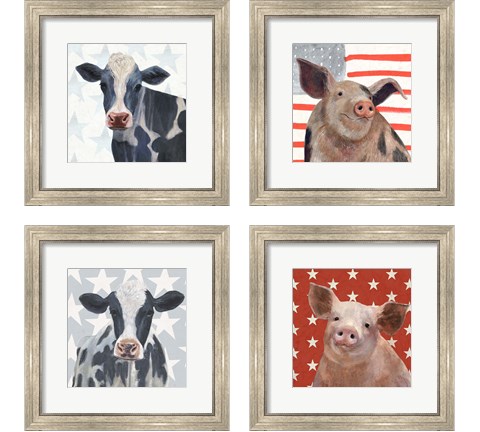 Patriotic Farm 4 Piece Framed Art Print Set by Victoria Borges