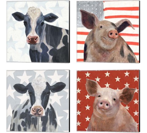 Patriotic Farm 4 Piece Canvas Print Set by Victoria Borges
