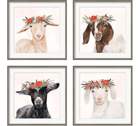 Garden Goat 4 Piece Framed Art Print Set by Victoria Borges