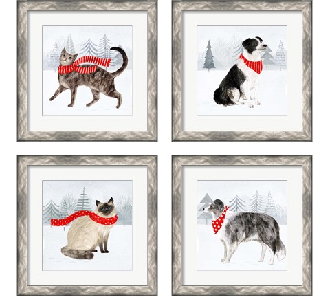 Christmas Cats & Dogs  4 Piece Framed Art Print Set by Victoria Borges