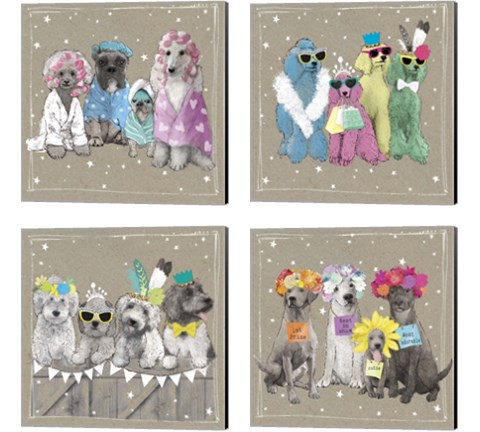 Fancypants Wacky Dogs 4 Piece Canvas Print Set by Hammond Gower