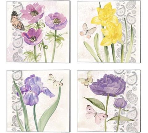 Flowers & Lace 4 Piece Canvas Print Set by Jennifer Parker