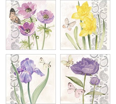 Flowers & Lace 4 Piece Art Print Set by Jennifer Parker