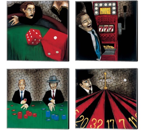 Table Games 4 Piece Canvas Print Set by KC Haxton