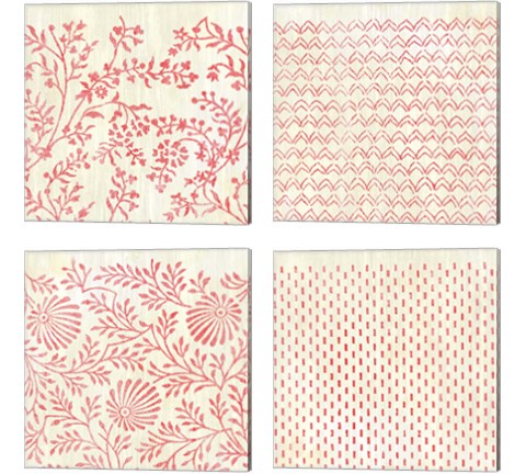Weathered Patterns in Red 4 Piece Canvas Print Set by June Erica Vess
