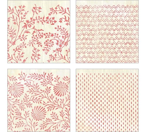 Weathered Patterns in Red 4 Piece Art Print Set by June Erica Vess