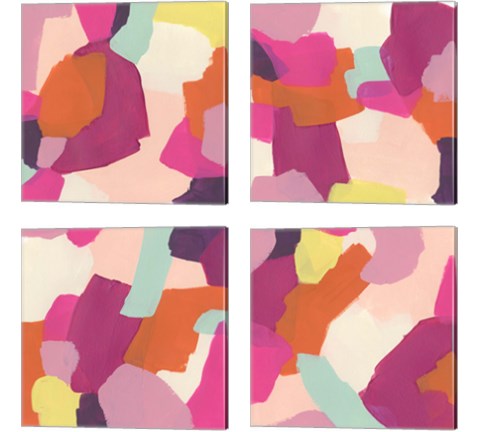 Pink Slip 4 Piece Canvas Print Set by June Erica Vess