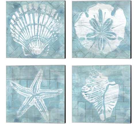 Cerulean Shell 4 Piece Canvas Print Set by June Erica Vess