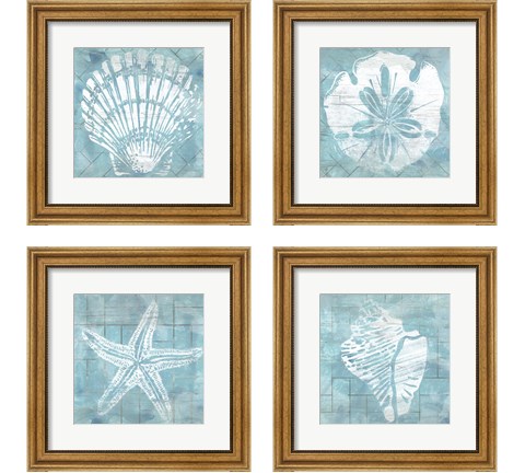 Cerulean Shell 4 Piece Framed Art Print Set by June Erica Vess