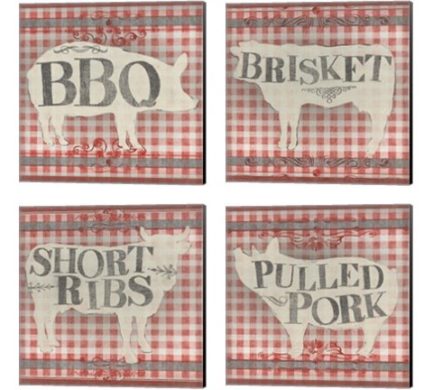 Gingham BBQ 4 Piece Canvas Print Set by June Erica Vess
