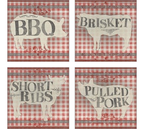 Gingham BBQ 4 Piece Art Print Set by June Erica Vess