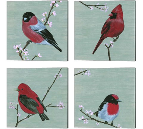 Bird & Blossoms 4 Piece Canvas Print Set by Melissa Wang