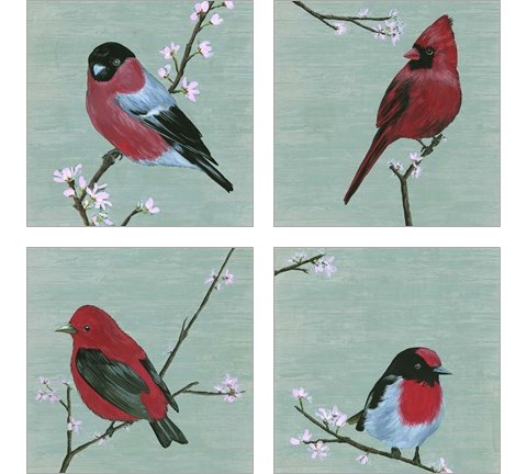 Bird & Blossoms 4 Piece Art Print Set by Melissa Wang