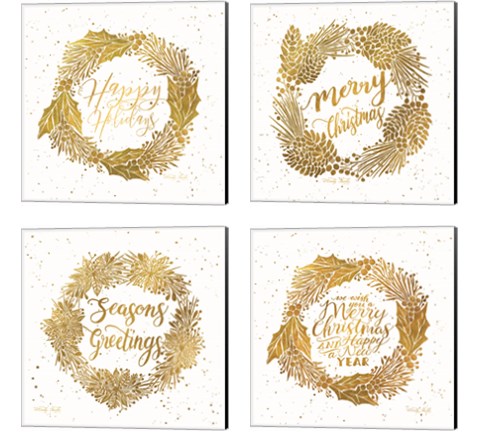 Happy Holidays 4 Piece Canvas Print Set by Cindy Jacobs