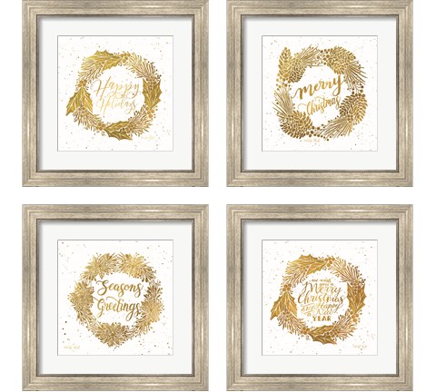Happy Holidays 4 Piece Framed Art Print Set by Cindy Jacobs