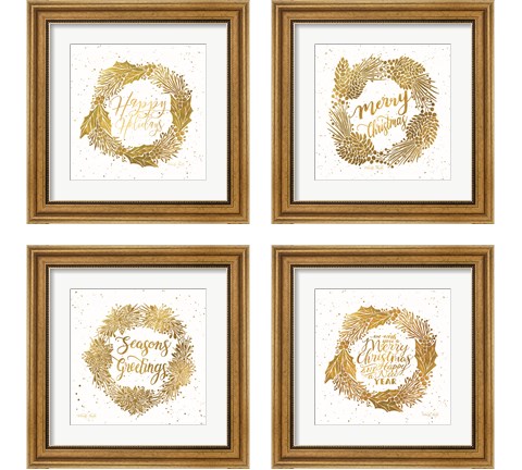 Happy Holidays 4 Piece Framed Art Print Set by Cindy Jacobs