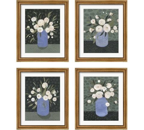 Mason Jar Bouquet 4 Piece Framed Art Print Set by Emma Scarvey