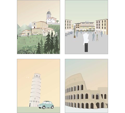 Travel Europe with Pedona 4 Piece Art Print Set by Gurli Soerensen