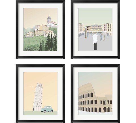 Travel Europe with Pedona 4 Piece Framed Art Print Set by Gurli Soerensen