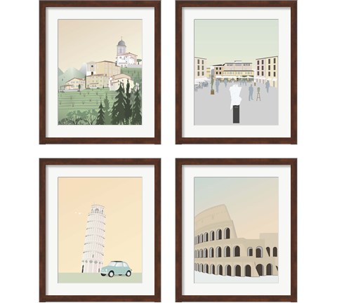 Travel Europe with Pedona 4 Piece Framed Art Print Set by Gurli Soerensen