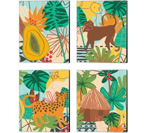 Graphic Jungle 4 Piece Canvas Print Set by June Erica Vess