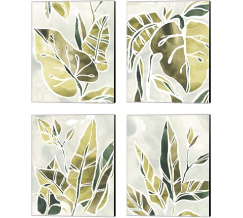 Batik Leaves 4 Piece Canvas Print Set by June Erica Vess