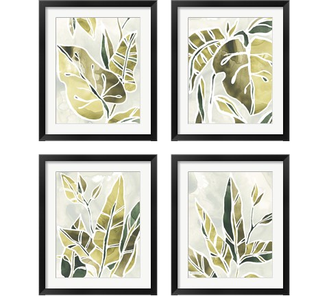 Batik Leaves 4 Piece Framed Art Print Set by June Erica Vess