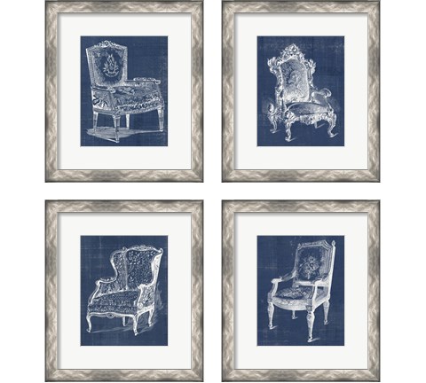 Antique Chair Blueprint 4 Piece Framed Art Print Set by Vision Studio