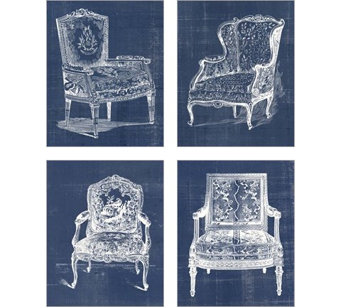 Antique Chair Blueprint 4 Piece Art Print Set by Vision Studio