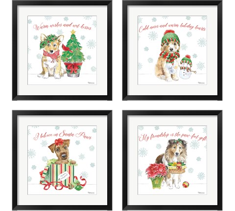 Holiday Paws 4 Piece Framed Art Print Set by Beth Grove