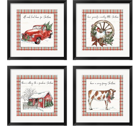 Holiday on the Farm 4 Piece Framed Art Print Set by Anne Tavoletti
