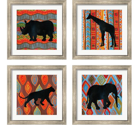 African Animal 4 Piece Framed Art Print Set by Farida Zaman