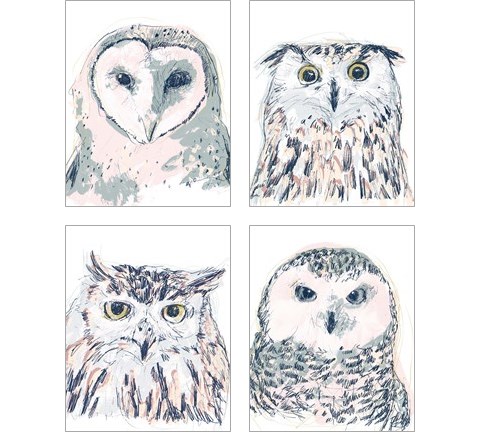 Funky Owl Portrait 4 Piece Art Print Set by June Erica Vess