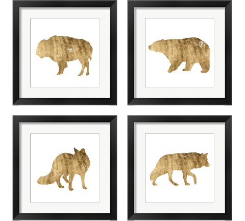 Brushed Gold Animals 4 Piece Framed Art Print Set by Grace Popp