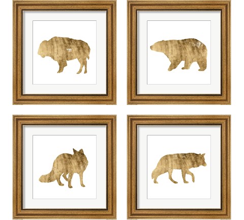 Brushed Gold Animals 4 Piece Framed Art Print Set by Grace Popp