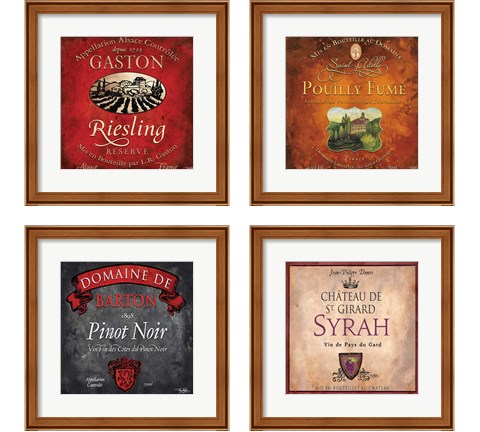 Still Life Wine Label 4 Piece Framed Art Print Set by Mary Beth Baker